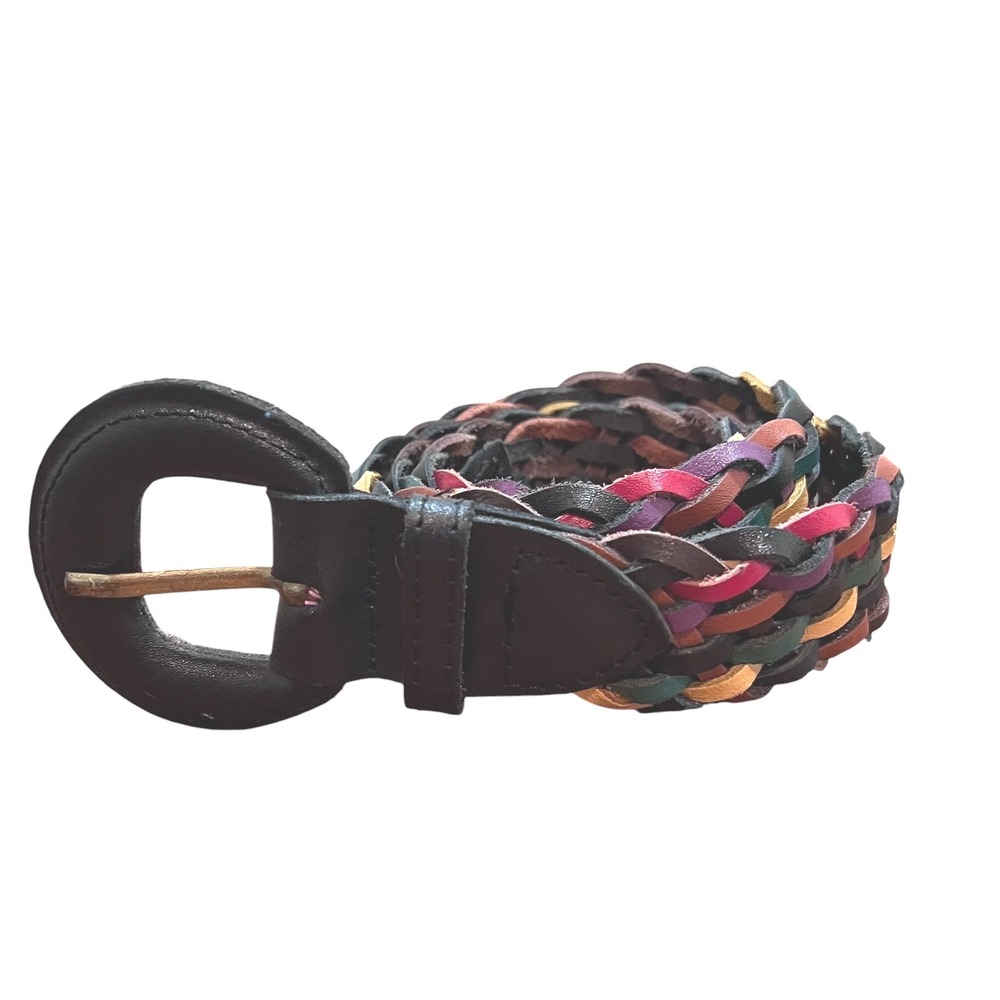 Capezio Argentina Vintage Braided Multi-Color Genuine Leather Belt Woven Size XL